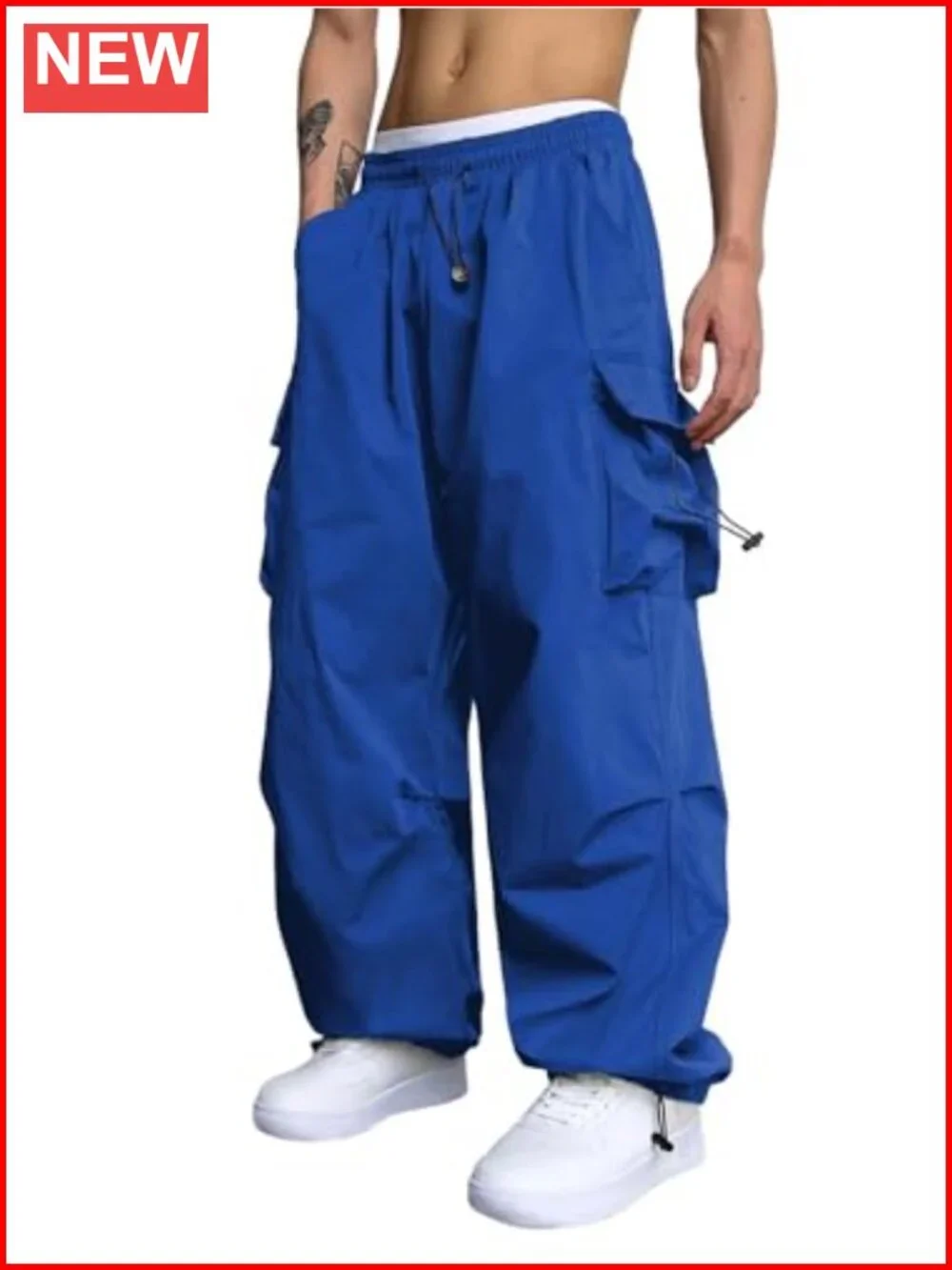 Baggy Cargo Pants with Drawstring Waist and Bottoms Y2K Vintage Style Unisex
